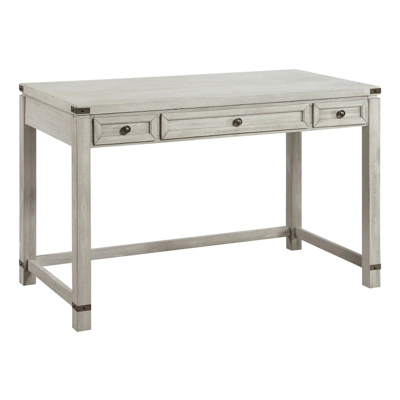 Scrivania rustica industriale, legno/finitura anticata, marrone/bianco sporco, 1 persona