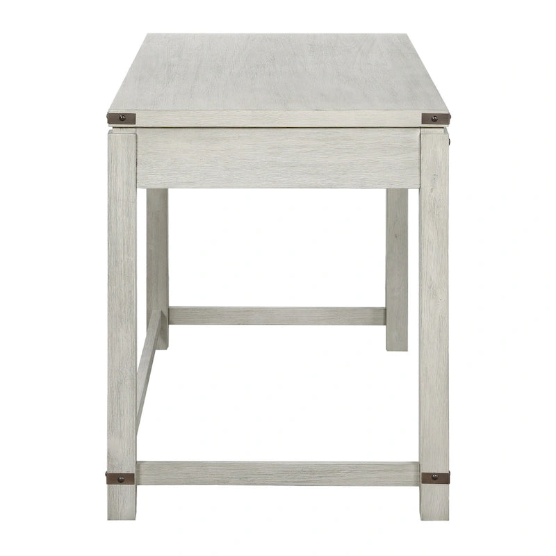 Scrivania rustica industriale, legno/finitura anticata, marrone/bianco sporco, 1 persona