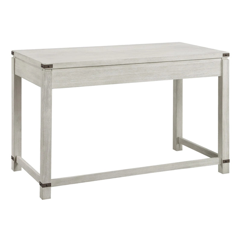 Scrivania rustica industriale, legno/finitura anticata, marrone/bianco sporco, 1 persona