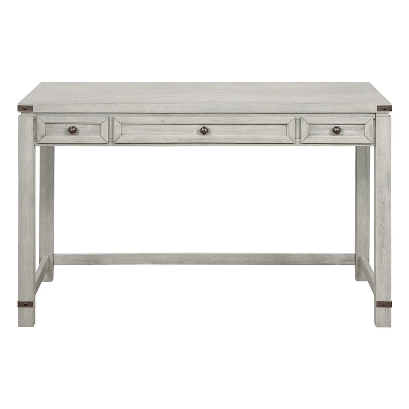 Scrivania rustica industriale, legno/finitura anticata, marrone/bianco sporco, 1 persona