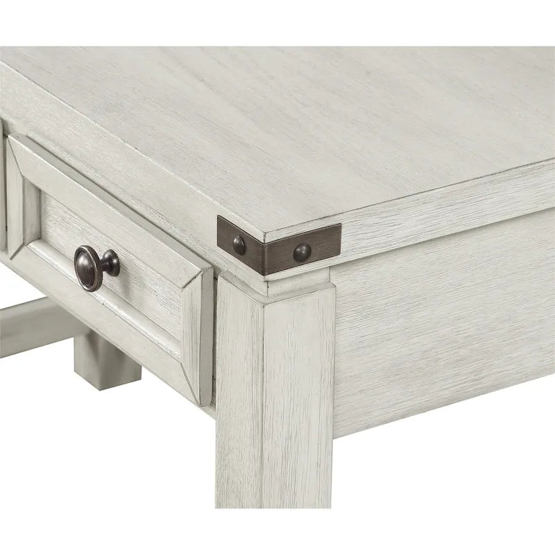 Scrivania rustica industriale, legno/finitura anticata, marrone/bianco sporco, 1 persona