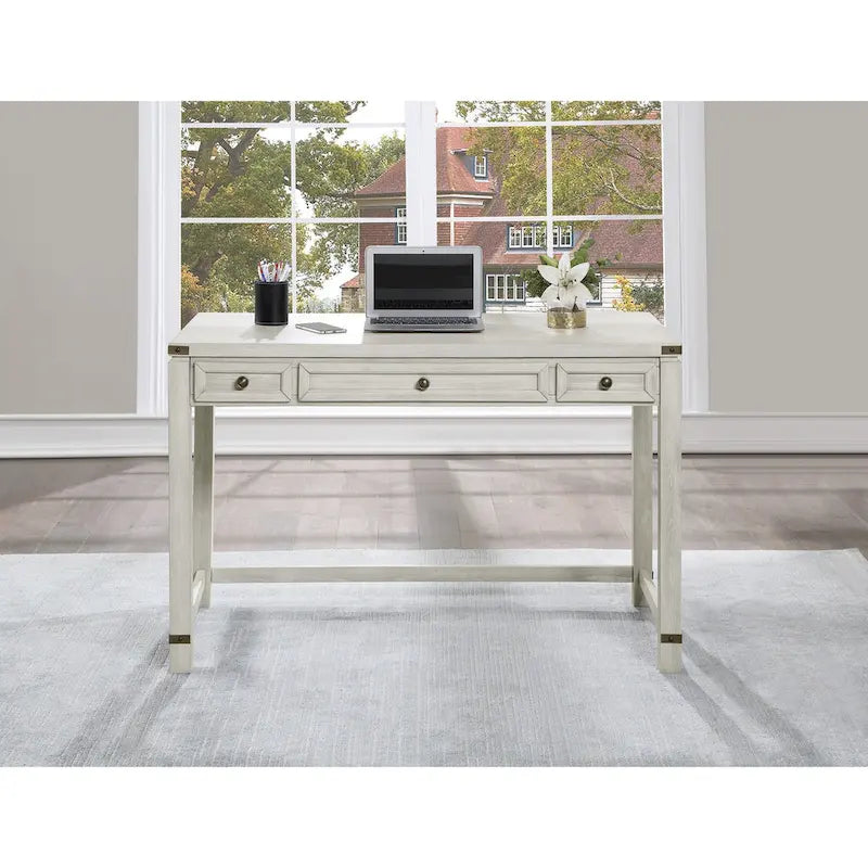 Scrivania rustica industriale, legno/finitura anticata, marrone/bianco sporco, 1 persona