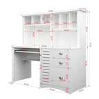 Scrivania per computer con alzata e 3 cassetti | Marrone / Bianco / Rovere | 1 persona