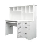 Scrivania per computer con alzata e 3 cassetti | Marrone / Bianco / Rovere | 1 persona
