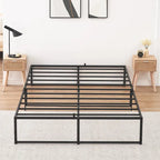Struttura letto a piattaforma in metallo nero, altezza 35,5 cm, una piazza/una piazza e mezza/matrimoniale, 1–2 persone