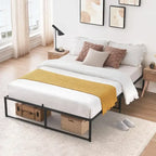 Struttura letto a piattaforma in metallo nero, altezza 35,5 cm, una piazza/una piazza e mezza/matrimoniale, 1–2 persone
