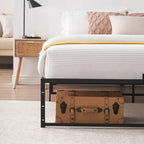 Struttura letto a piattaforma in metallo nero, altezza 35,5 cm, una piazza/una piazza e mezza/matrimoniale, 1–2 persone