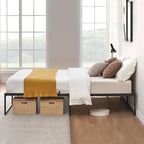 Struttura letto a piattaforma in metallo nero, altezza 35,5 cm, una piazza/una piazza e mezza/matrimoniale, 1–2 persone