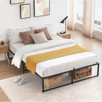 Struttura letto a piattaforma in metallo nero, altezza 35,5 cm, una piazza/una piazza e mezza/matrimoniale, 1–2 persone