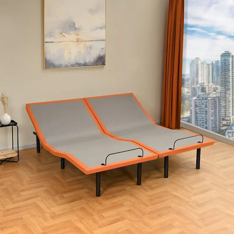 Telaio per letto regolabile in metallo grigio con massaggio, per 1-2 persone