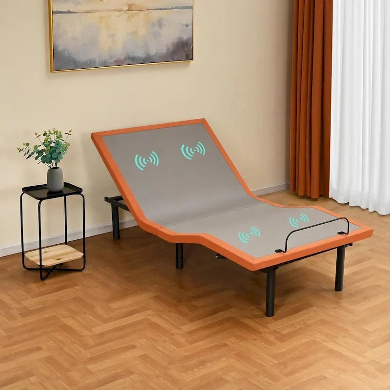 Telaio per letto regolabile in metallo grigio con massaggio, per 1-2 persone