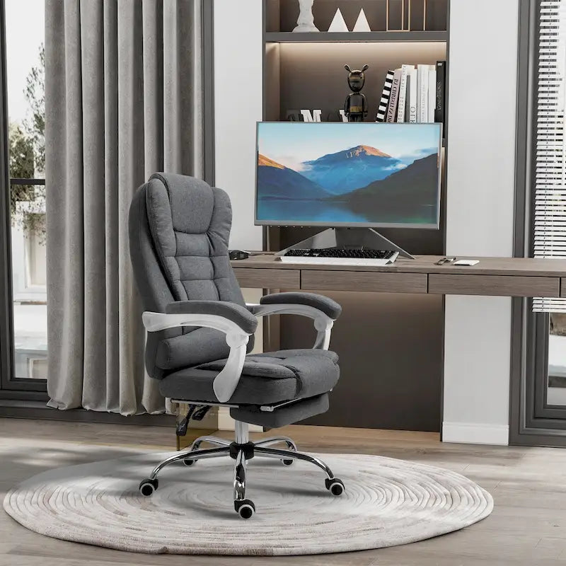 Sedia da ufficio con schienale alto e poggiapiedi Pebble Grey, singola