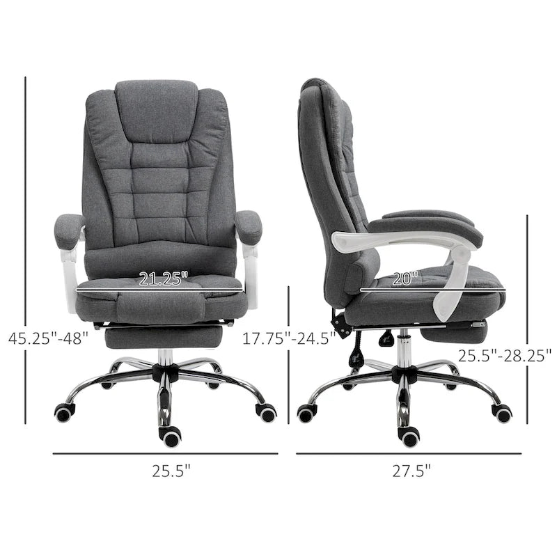 Sedia da ufficio con schienale alto e poggiapiedi Pebble Grey, singola