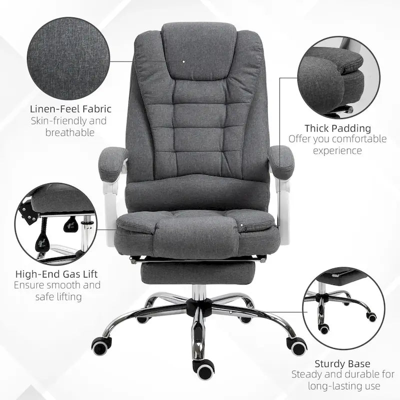 Sedia da ufficio con schienale alto e poggiapiedi Pebble Grey, singola