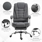 Sedia da ufficio con schienale alto e poggiapiedi Pebble Grey, singola