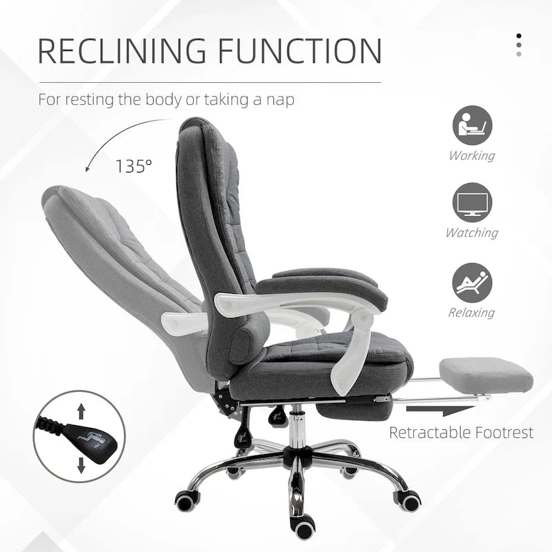 Sedia da ufficio con schienale alto e poggiapiedi Pebble Grey, singola