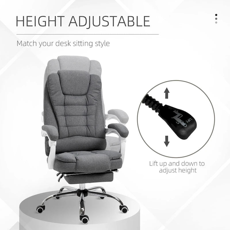 Sedia da ufficio con schienale alto e poggiapiedi Pebble Grey, singola