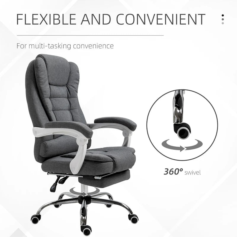 Sedia da ufficio con schienale alto e poggiapiedi Pebble Grey, singola