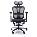 Sedia da ufficio ergonomica nera in rete, con schienale alto, poggiapiedi e braccioli 4D, 1 posto
