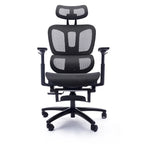 Sedia da ufficio ergonomica nera in rete, con schienale alto, poggiapiedi e braccioli 4D, 1 posto