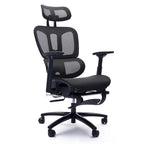 Sedia da ufficio ergonomica nera in rete, con schienale alto, poggiapiedi e braccioli 4D, 1 posto