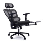 Sedia da ufficio ergonomica nera in rete, con schienale alto, poggiapiedi e braccioli 4D, 1 posto
