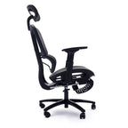 Sedia da ufficio ergonomica nera in rete, con schienale alto, poggiapiedi e braccioli 4D, 1 posto