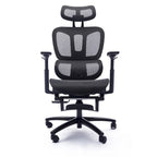 Sedia da ufficio ergonomica nera in rete, con schienale alto, poggiapiedi e braccioli 4D, 1 posto