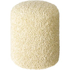 Burro / Grigio / Avorio / Marrone Scuro, Pouf rotondo shaggy in bouclé, 1 persona