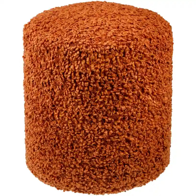 Burro / Grigio / Avorio / Marrone Scuro, Pouf rotondo shaggy in bouclé, 1 persona