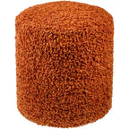 Burro / Grigio / Avorio / Marrone Scuro, Pouf rotondo shaggy in bouclé, 1 persona