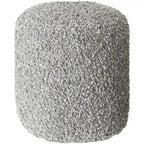 Burro / Grigio / Avorio / Marrone Scuro, Pouf rotondo shaggy in bouclé, 1 persona
