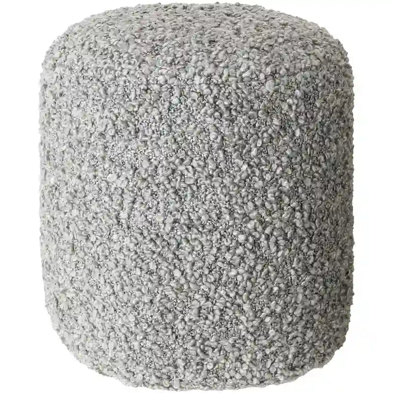Burro / Grigio / Avorio / Marrone Scuro, Pouf rotondo shaggy in bouclé, 1 persona