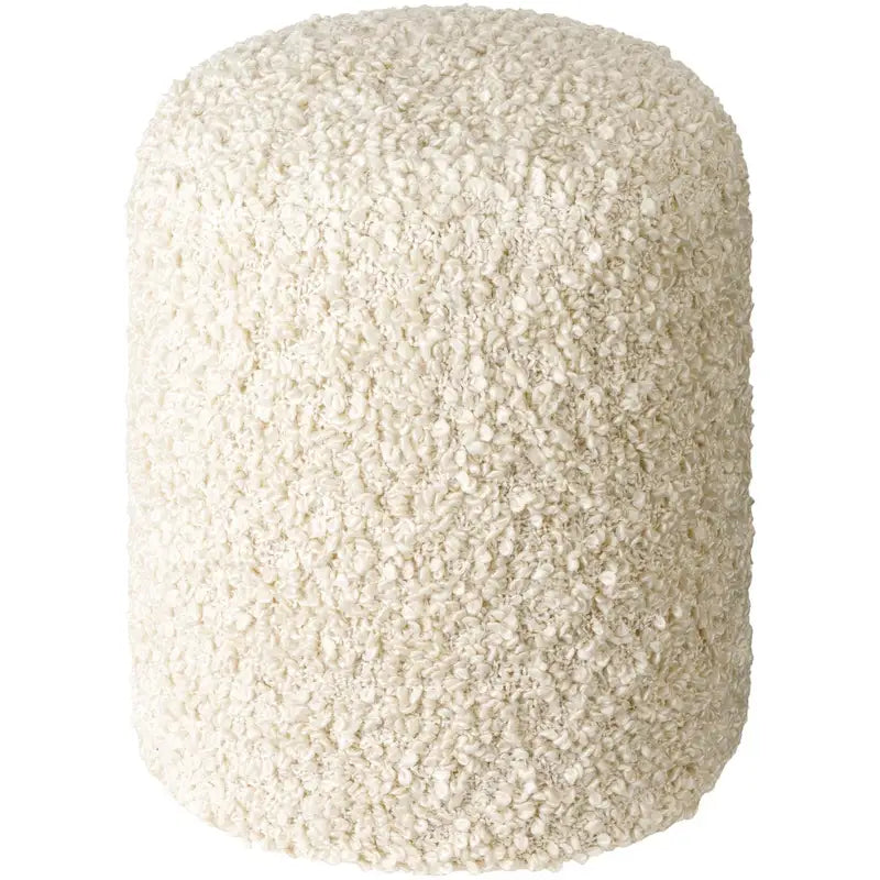 Burro / Grigio / Avorio / Marrone Scuro, Pouf rotondo shaggy in bouclé, 1 persona