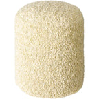 Burro / Grigio / Avorio / Marrone Scuro, Pouf rotondo shaggy in bouclé, 1 persona