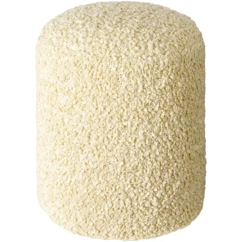 Burro / Grigio / Avorio / Marrone Scuro, Pouf rotondo shaggy in bouclé, 1 persona