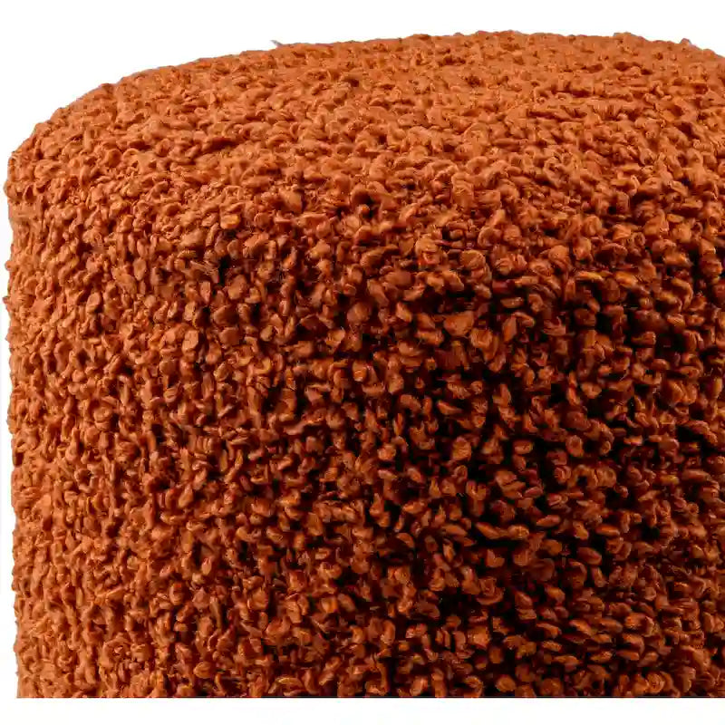 Burro / Grigio / Avorio / Marrone Scuro, Pouf rotondo shaggy in bouclé, 1 persona
