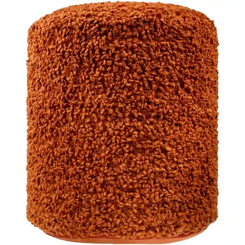 Burro / Grigio / Avorio / Marrone Scuro, Pouf rotondo shaggy in bouclé, 1 persona