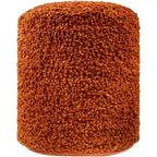 Burro / Grigio / Avorio / Marrone Scuro, Pouf rotondo shaggy in bouclé, 1 persona