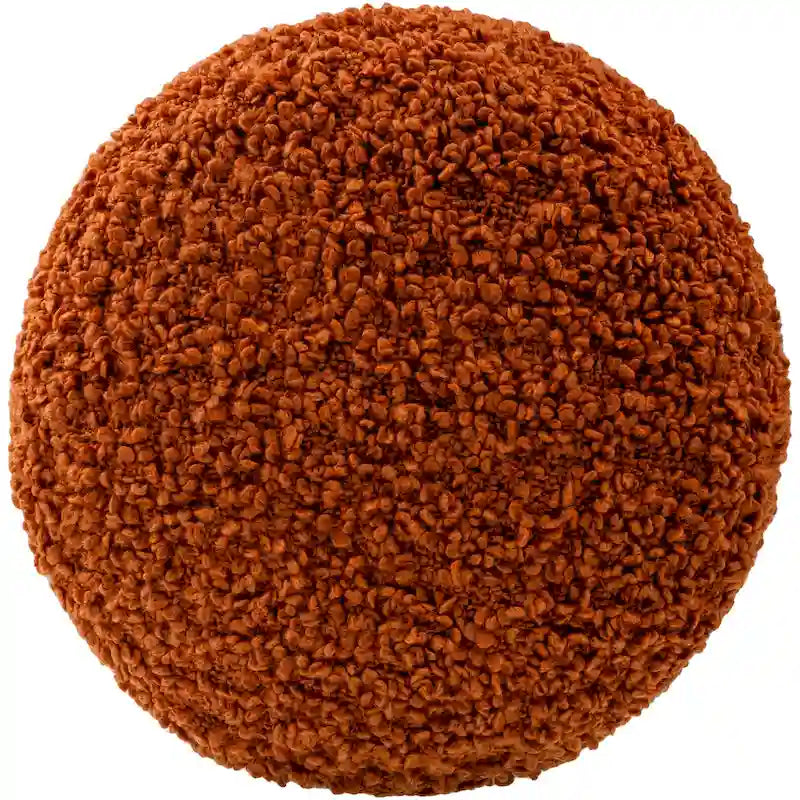 Burro / Grigio / Avorio / Marrone Scuro, Pouf rotondo shaggy in bouclé, 1 persona
