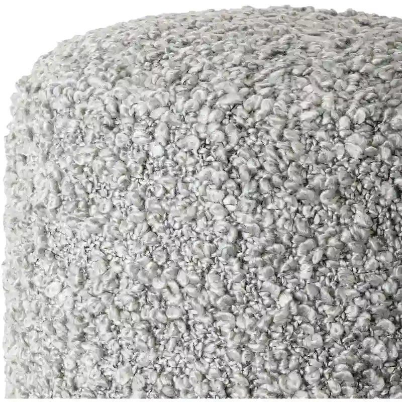 Burro / Grigio / Avorio / Marrone Scuro, Pouf rotondo shaggy in bouclé, 1 persona
