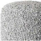Burro / Grigio / Avorio / Marrone Scuro, Pouf rotondo shaggy in bouclé, 1 persona