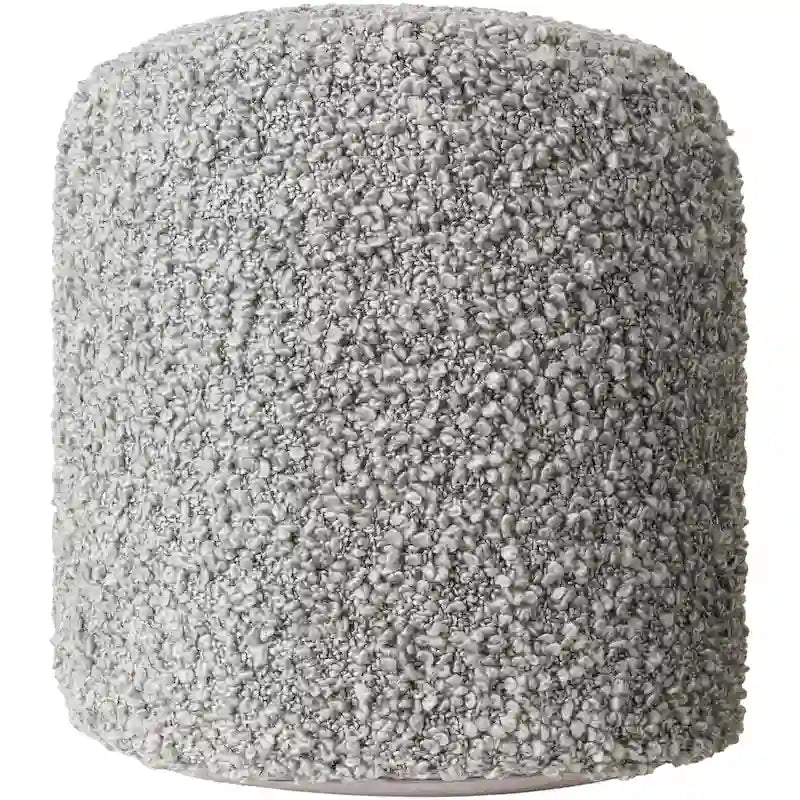 Burro / Grigio / Avorio / Marrone Scuro, Pouf rotondo shaggy in bouclé, 1 persona