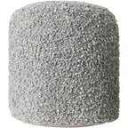 Burro / Grigio / Avorio / Marrone Scuro, Pouf rotondo shaggy in bouclé, 1 persona