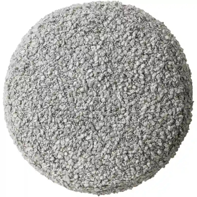 Burro / Grigio / Avorio / Marrone Scuro, Pouf rotondo shaggy in bouclé, 1 persona