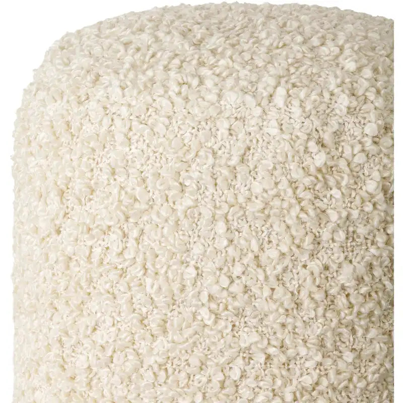 Burro / Grigio / Avorio / Marrone Scuro, Pouf rotondo shaggy in bouclé, 1 persona