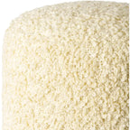 Burro / Grigio / Avorio / Marrone Scuro, Pouf rotondo shaggy in bouclé, 1 persona