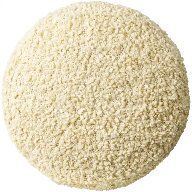 Burro / Grigio / Avorio / Marrone Scuro, Pouf rotondo shaggy in bouclé, 1 persona