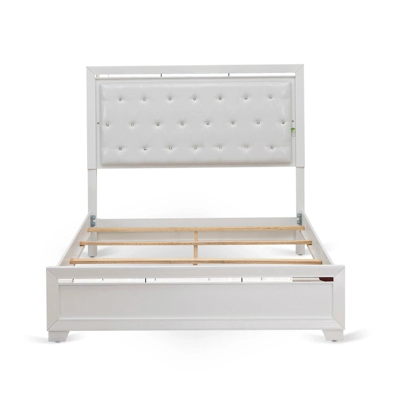Set camera da letto Queen bianco, stile moderno, legno ingegnerizzato, 1 persona (opzioni da 2 a 6 pezzi)