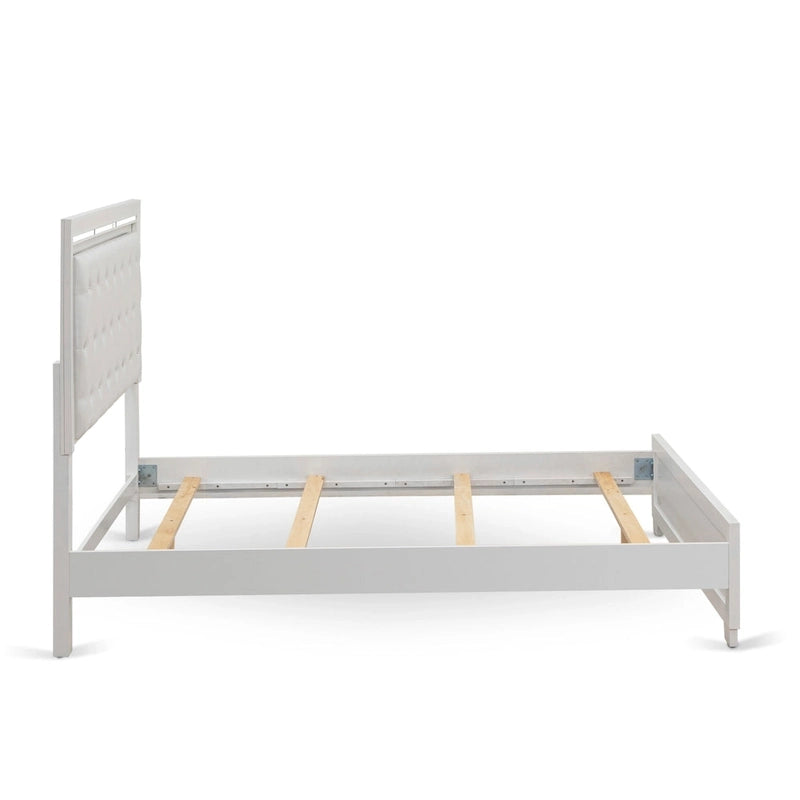 Set camera da letto Queen bianco, stile moderno, legno ingegnerizzato, 1 persona (opzioni da 2 a 6 pezzi)